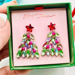 Betsey Johnson Festive Red and Green Tree Earrings